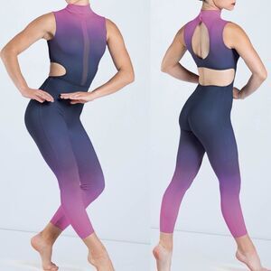 WEISSMAN Elite Dance Costume unitard jumpsuit pink ombre LAST LIGHT PL11771 XSA